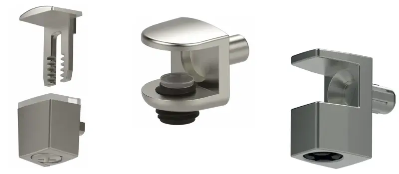 SHELF SUPPORT FOR GLASS SHELVES WITH CLAMP